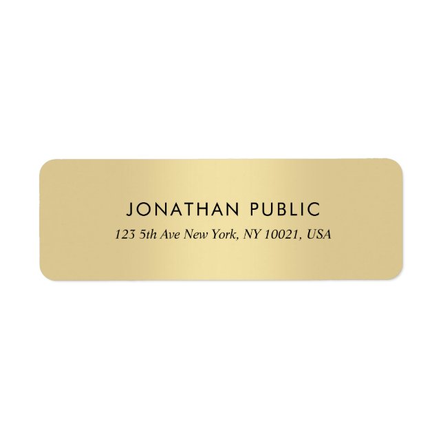 Elegant Gold Create Your Own Return Address Label (Front)