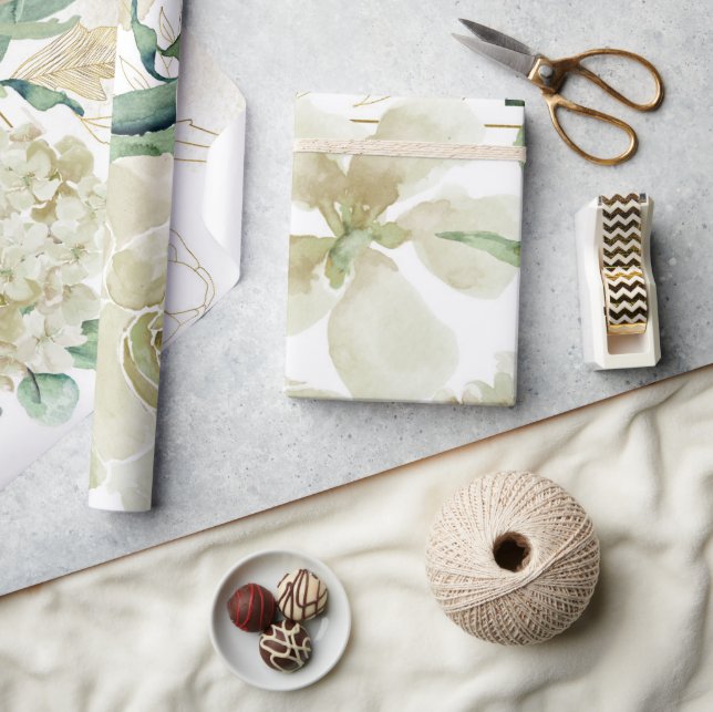 Elegant Gold Creme Watercolor Rose Vowel Renewal   Wrapping Paper (Crafts)