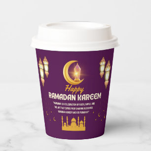 Elegant Gold Crescent Ramadan Mubarak Greeting Paper Cups