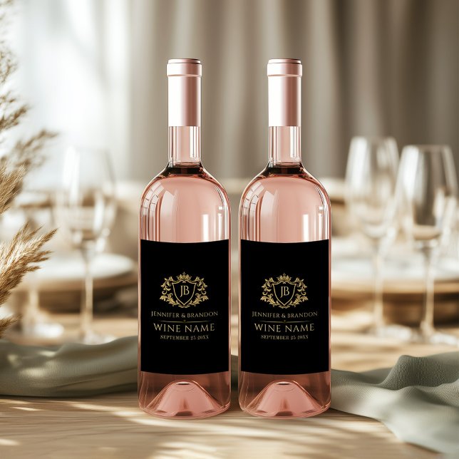 Elegant Gold Crest Frame Wine Label (Creator Uploaded)