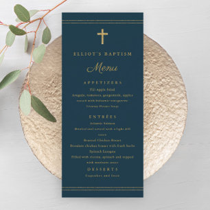 Elegant Gold Cross Baptism Menu