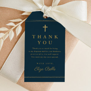 Elegant Gold Cross Boys Baptism Thank You Favour Gift Tags