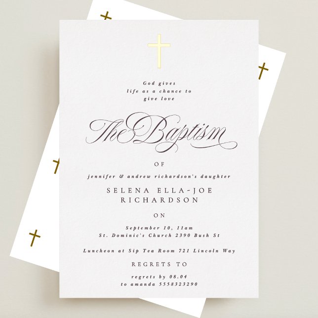 Elegant Gold Cross Calligraphy Baptism (Creator Uploaded)