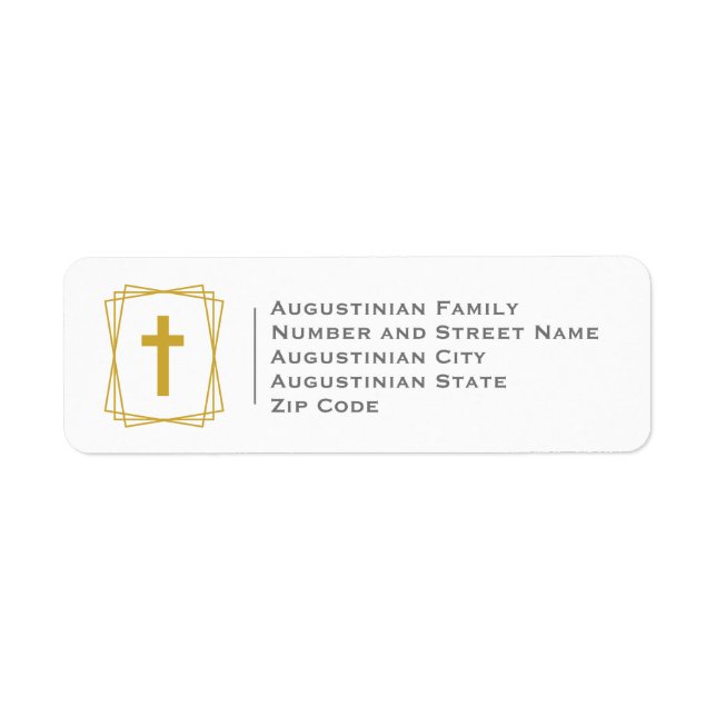 Elegant Gold Cross Return Address Label (Front)