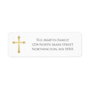 Elegant Gold Cross Return Address Return Address Label