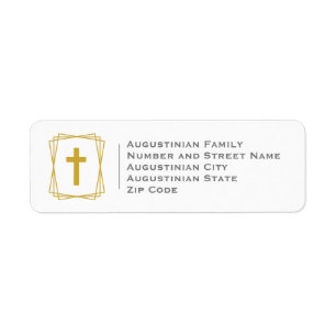 Elegant Gold Cross Return Address Return Address Label