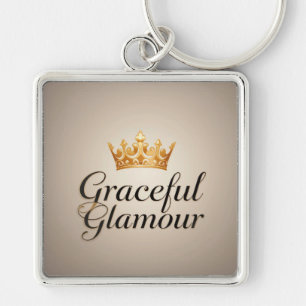 Elegant Gold Crown Emblem Key Ring