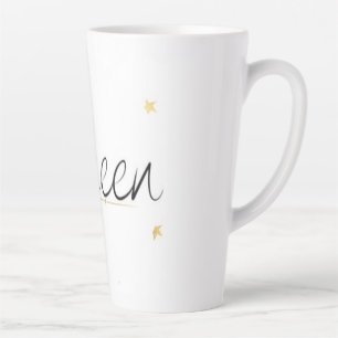 Elegant Gold Crown Queen Typography Water Bottle Latte Mug