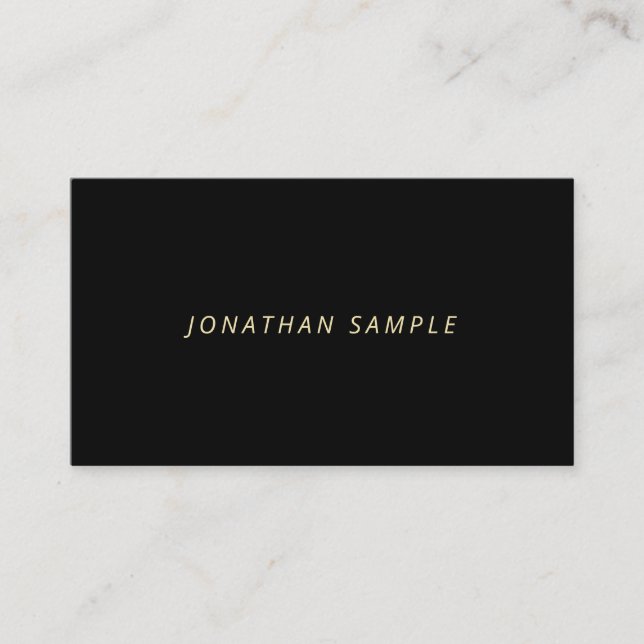 Elegant Gold Cursive Text Modern Simple Black Luxe Business Card (Front)
