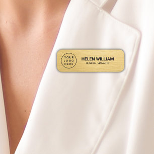Elegant Gold Custom Business Logo Name Tag