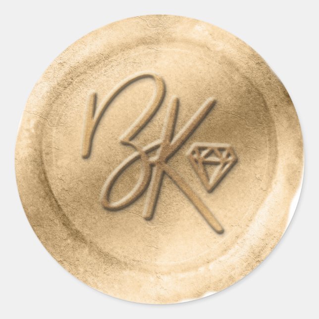 Elegant Gold Custom Made Faux Wax Seal Sticker (Front)