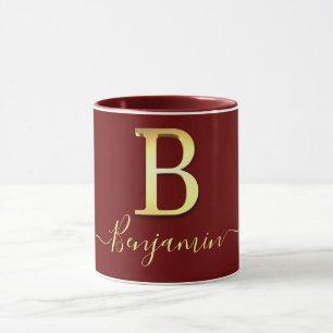 Elegant Gold Custom Monogram B Name Mug