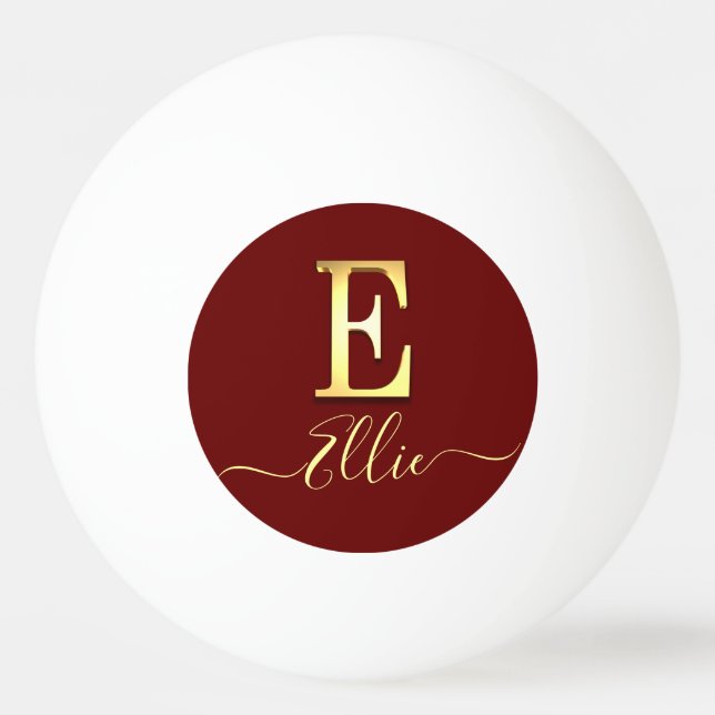 Elegant Gold Custom Monogram E Name Ping Pong Ball (Front)