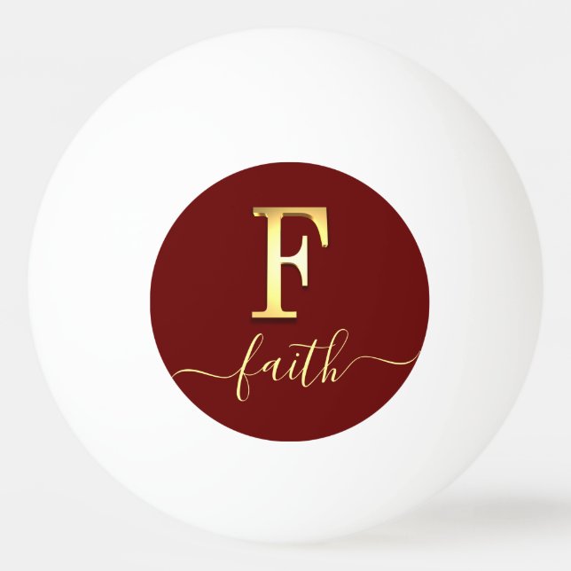 Elegant Gold Custom Monogram F Name Ping Pong Ball (Front)