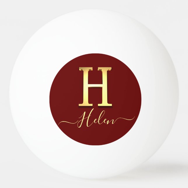Elegant Gold Custom Monogram H Name Ping Pong Ball (Front)