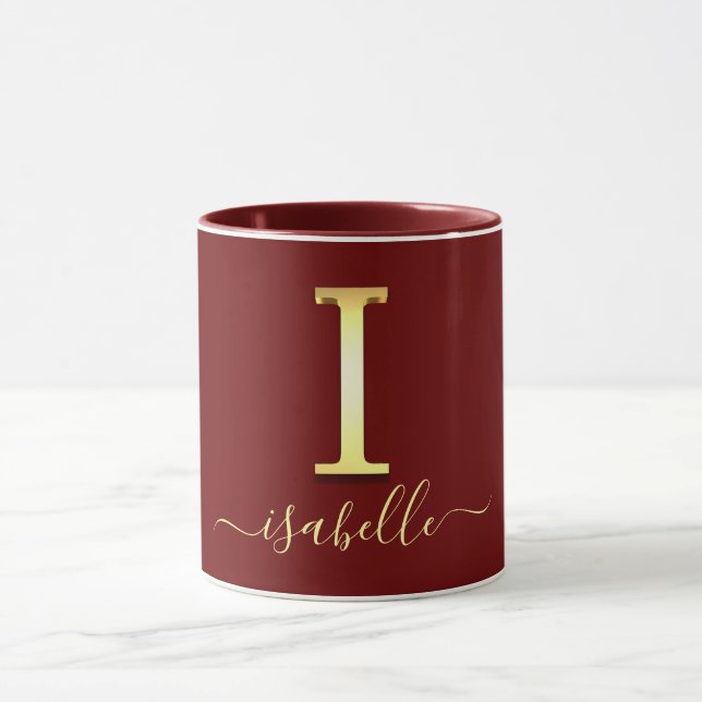 Elegant Gold Custom Monogram I Name Mug (Center)