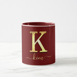 Elegant Gold Custom Monogram K Name Mug