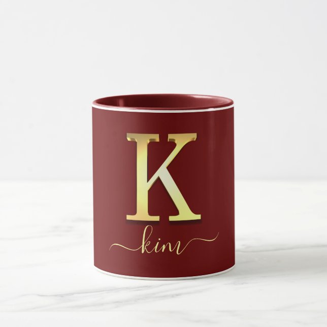 Elegant Gold Custom Monogram K Name Mug (Center)
