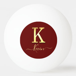 Elegant Gold Custom Monogram K Name Ping Pong Ball