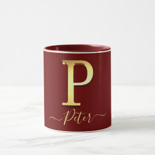Elegant Gold Custom Monogram P Name Mug