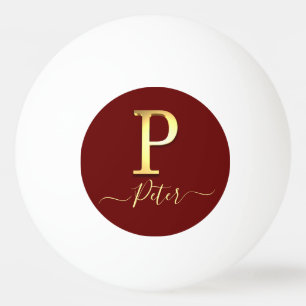 Elegant Gold Custom Monogram P Name Ping Pong Ball