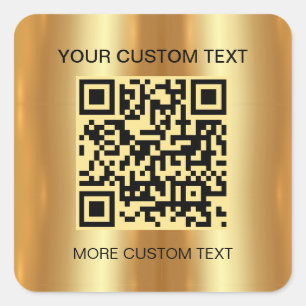 Elegant Gold Custom Template  Scannable QR Code Square Sticker