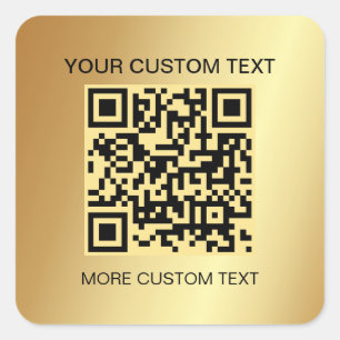 Elegant Gold Custom Template Scannable QR Code Square Sticker