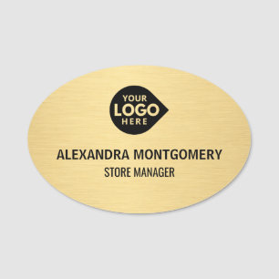 Elegant Gold Custom Your Logo Here Employee Name Tag