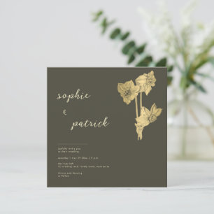 Elegant Gold Daffodils Minimalist Spring Wedding Invitation