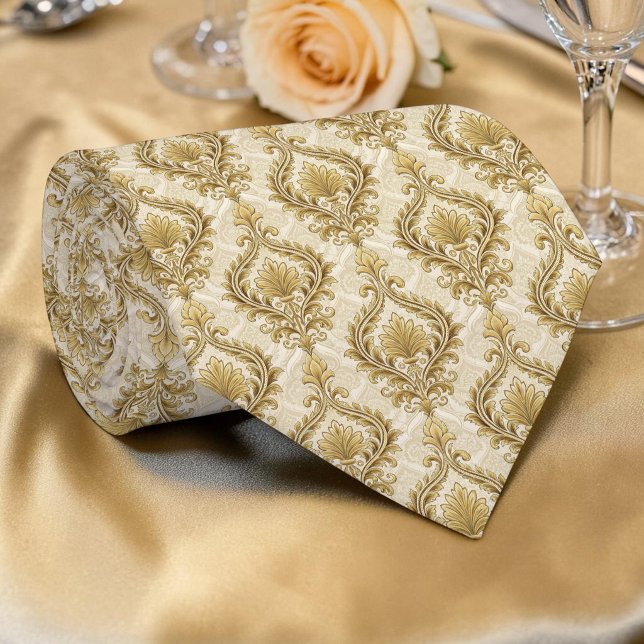 Elegant Gold Damask Custom Necktie (Creator Uploaded)