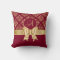 Elegant Gold Damask Monogram On Burgundy