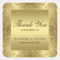Elegant Gold Damask Pattern Thank You Wedding