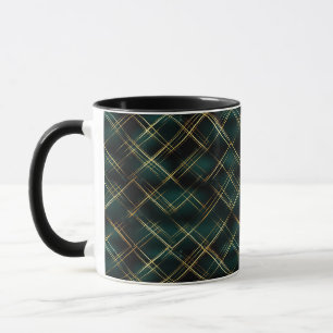 Elegant Gold & Dark Green Tartan Plaid Christmas  Mug