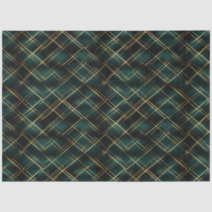 Elegant Gold & Dark Green Tartan Plaid Christmas  Tissue Paper