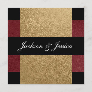 Elegant Gold Dark Red Paisley Engagement Party Invitation