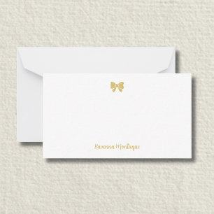 Elegant Gold Decorative Bow Handwritten Name Card
