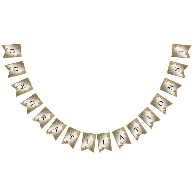 Elegant Gold Decorative Floral Bunting Flag (All)