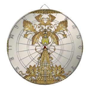 Elegant Gold Decorative Floral Dartboard
