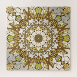 Elegant Gold Decorative Floral Jigsaw Puzzle