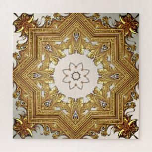 Elegant Gold Decorative Floral Jigsaw Puzzle