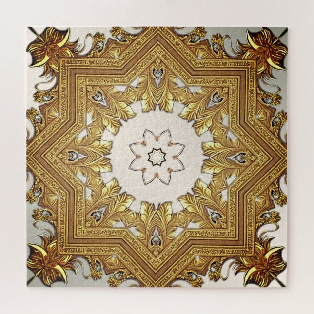 Elegant Gold Decorative Floral Jigsaw Puzzle (Horizontal)