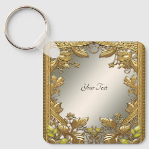 Elegant Gold Decorative Floral Keychain
