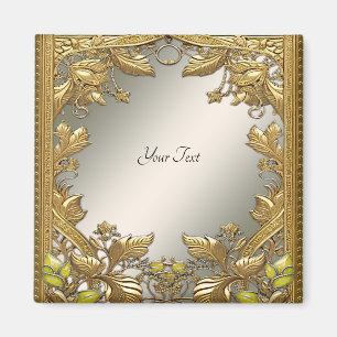 Elegant Gold Decorative Floral Magnet