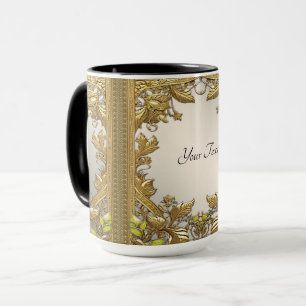 Elegant Gold Decorative Floral Mug