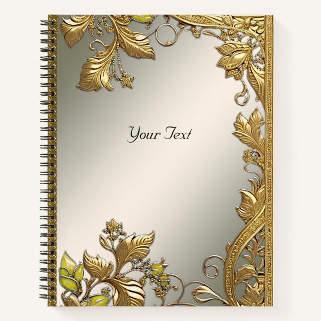 Elegant Gold Decorative Floral Notebook (Front)
