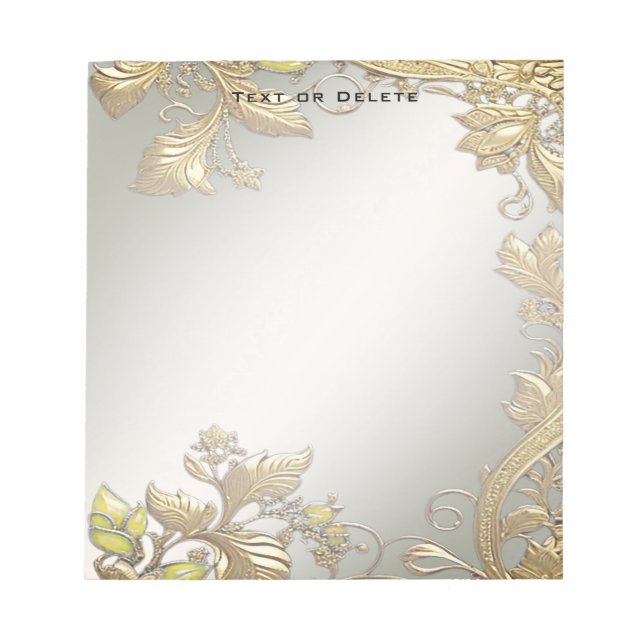 Elegant Gold Decorative Floral Notepad (Front)