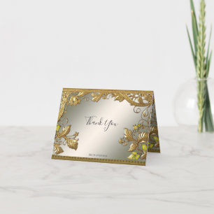 Elegant Gold Decorative Floral Thank You Card