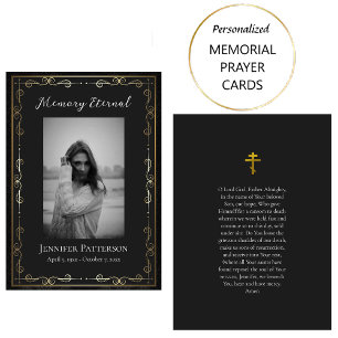 Elegant Gold Decorative Funeral Prayer Card