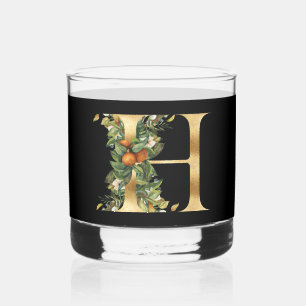 Elegant Gold Decorative Initial H Whiskey Glass