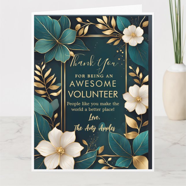 Elegant Gold design for volunteer appreciation Card (Front)